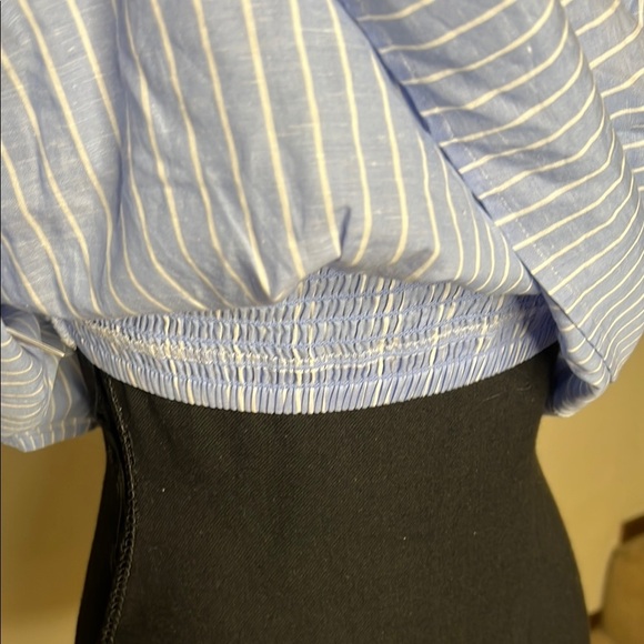 Express Blue Striped Off-Shoulder Top Size S - Picture 3 of 6